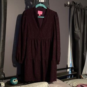 Lilly Pulitzer Deep Burgundy Long Sleeve Dress